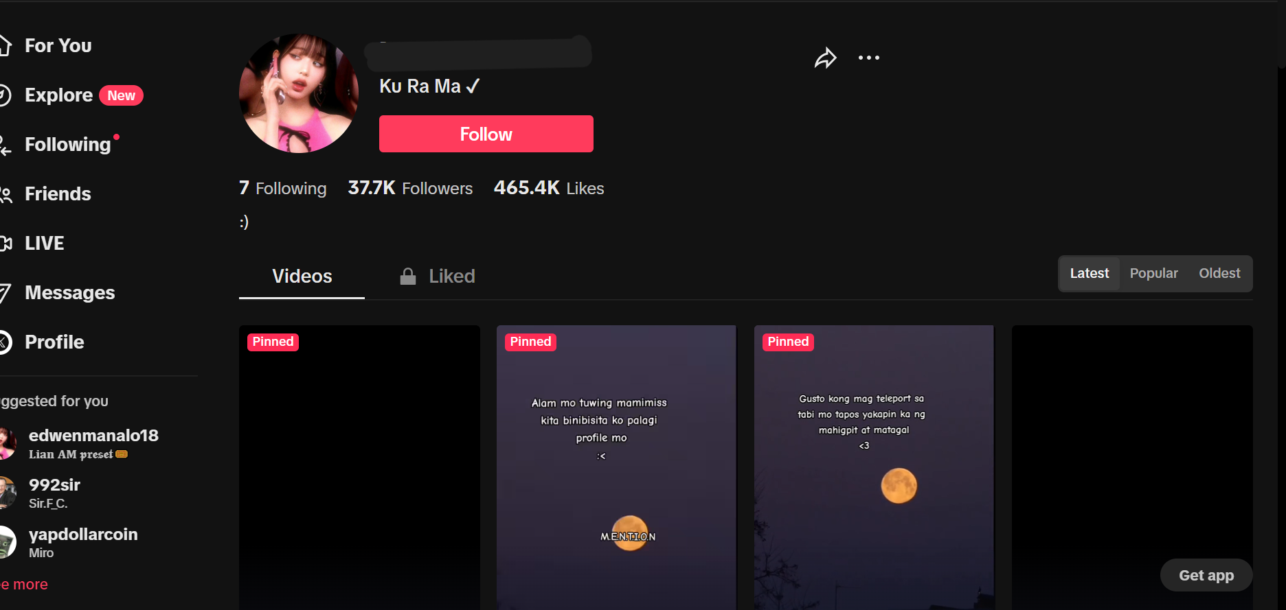 High Quality Real 37.7k Followers TikTok With 465.4k Likes