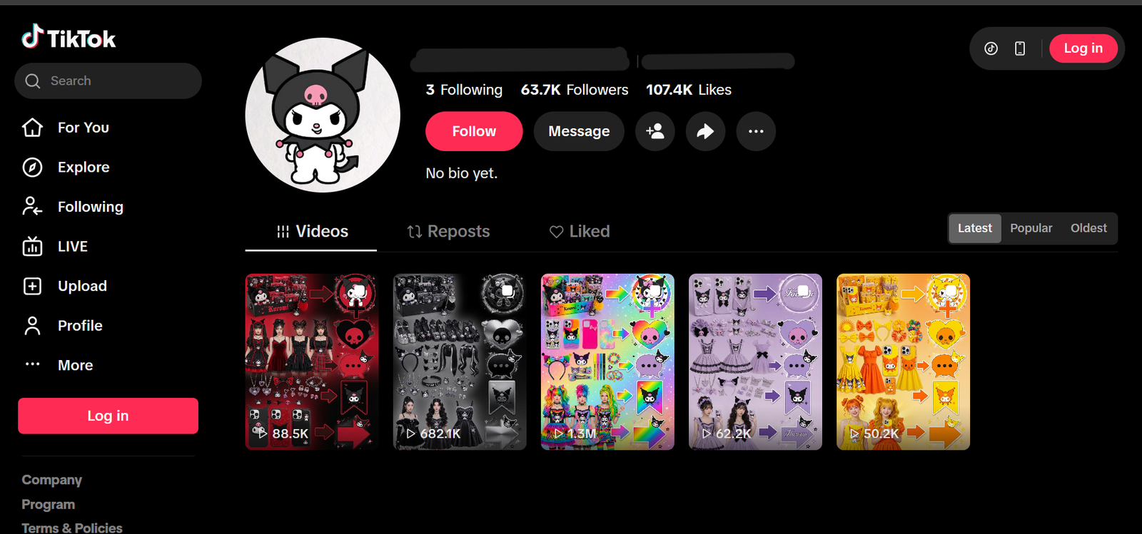 TikTok Account with 63K Real Followers & 107K Likes