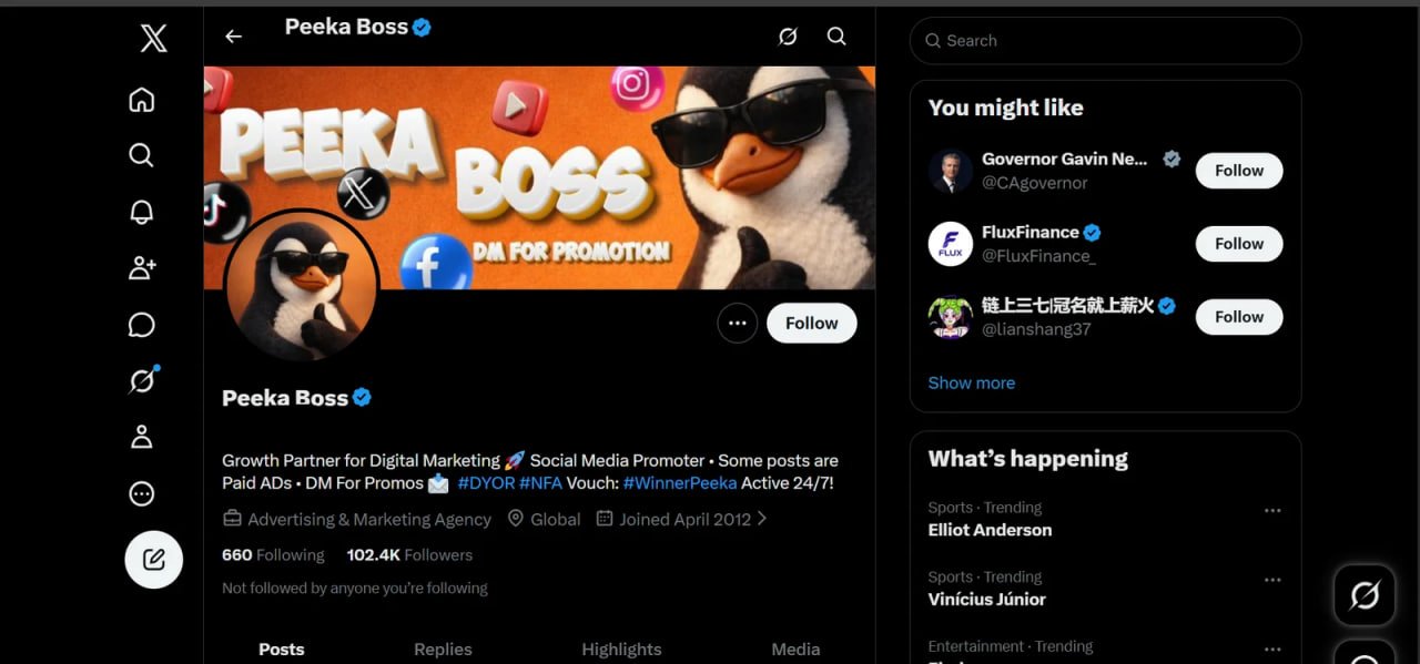 Verified X Account with 102K Organic Followers